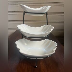 White 3-Tier Ceramic Serving Stand | Fruit, Nuts & Appetizers